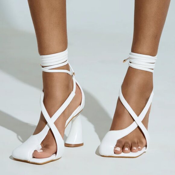 Asymmetrical Open Toe Pumps - Picture 1 of 16